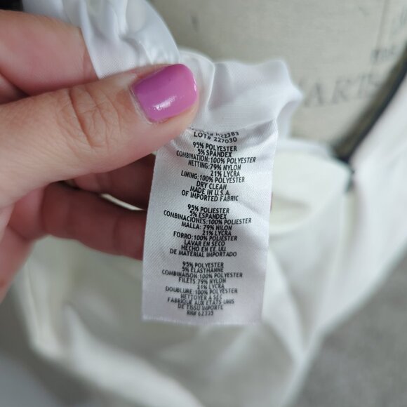 Betsy & Adam Black White Dress 6 Small Formal Midi Hi-Lo NWT - Picture 10 of 10